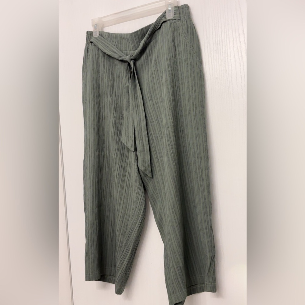 Soho Apparel LTD Sage Green Wide Leg Capri Pants
